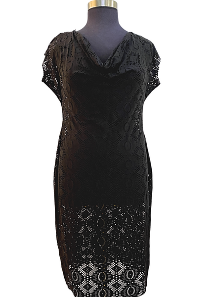 Black Diamond Lace Midi Dress